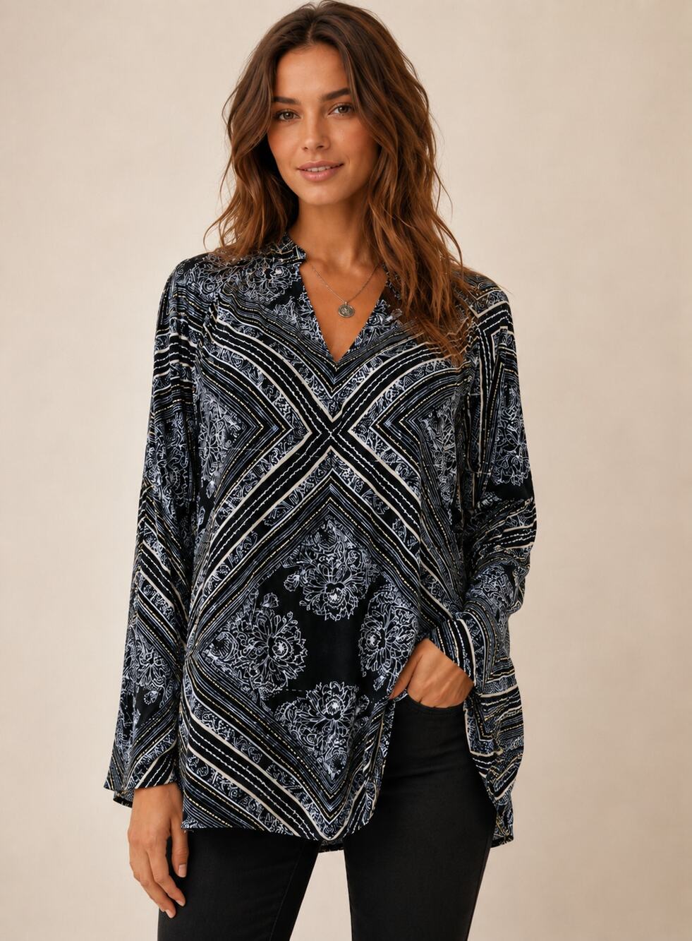 Free People SZ M Walking On A Dream Tunic Top Black